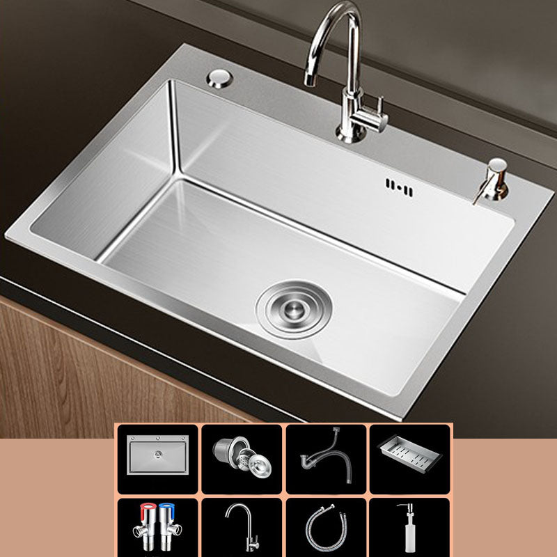 Modern Workstation Sink Stainless Steel with Drain Assembly and Faucet Kitchen Sink