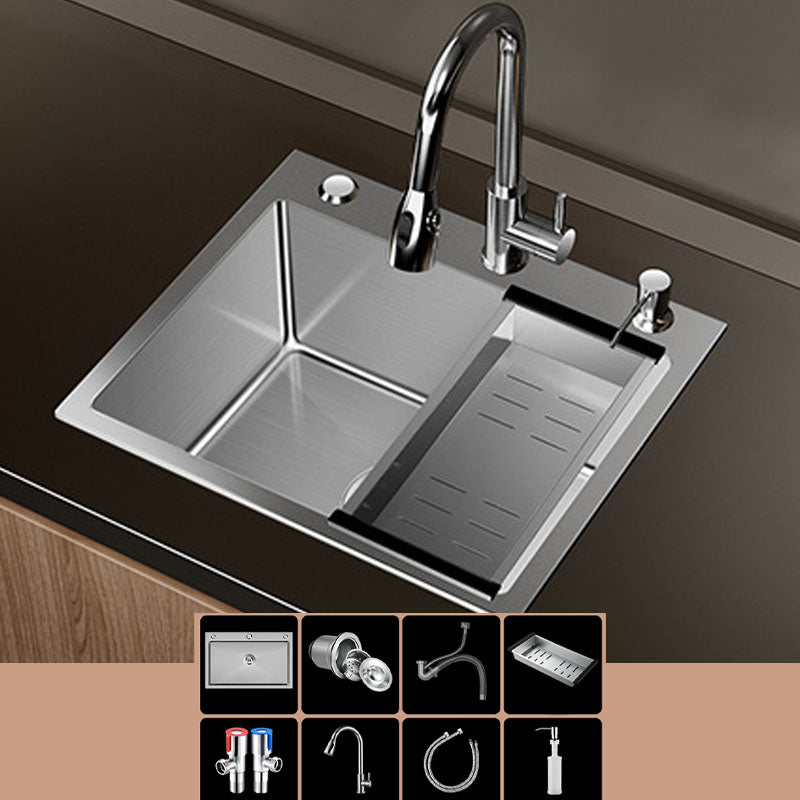 Modern Workstation Sink Stainless Steel with Drain Assembly and Faucet Kitchen Sink