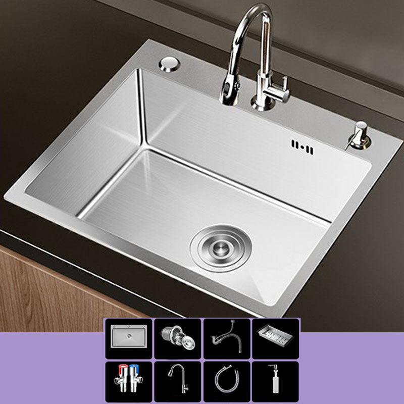 Modern Workstation Sink Stainless Steel with Drain Assembly and Faucet Kitchen Sink