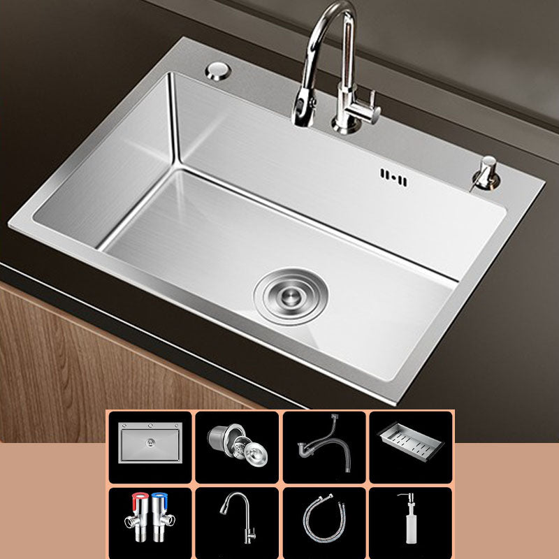 Modern Workstation Sink Stainless Steel with Drain Assembly and Faucet Kitchen Sink