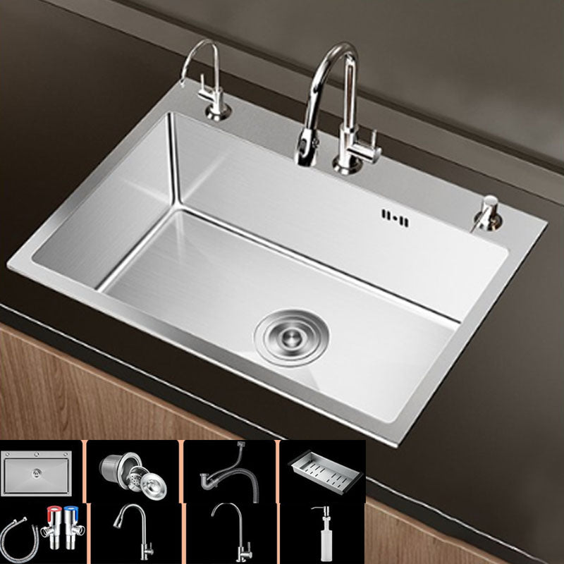 Modern Workstation Sink Stainless Steel with Drain Assembly and Faucet Kitchen Sink