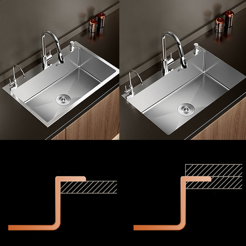 Modern Workstation Sink Stainless Steel with Drain Assembly and Faucet Kitchen Sink