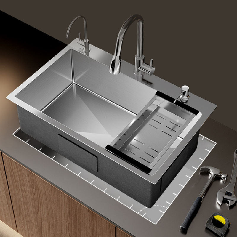 Modern Workstation Sink Stainless Steel with Drain Assembly and Faucet Kitchen Sink