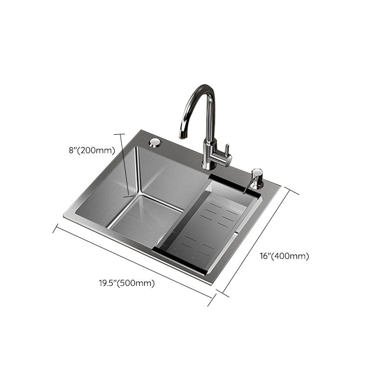 Modern Workstation Sink Stainless Steel with Drain Assembly and Faucet Kitchen Sink