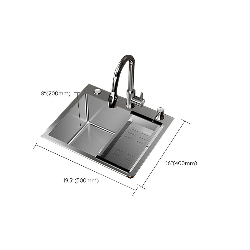 Modern Workstation Sink Stainless Steel with Drain Assembly and Faucet Kitchen Sink