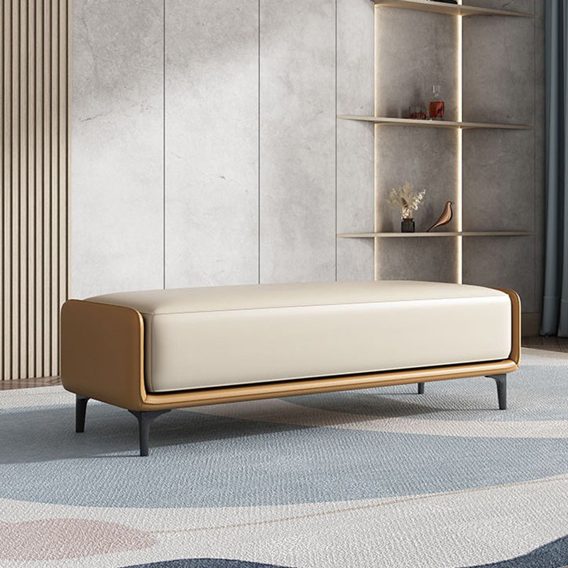 Contemporary Upholstered Bench Rectangle Bedroom Bench with Metal Legs