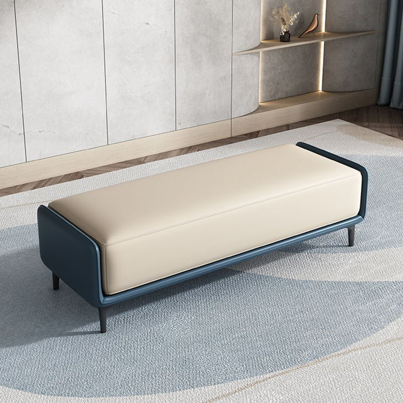 Contemporary Upholstered Bench Rectangle Bedroom Bench with Metal Legs