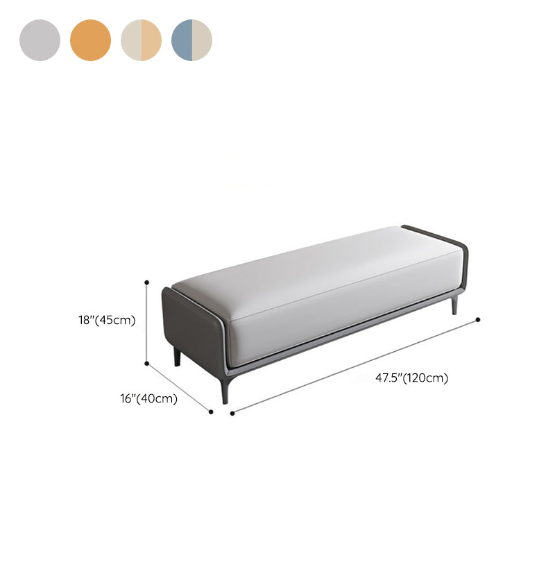 Contemporary Upholstered Bench Rectangle Bedroom Bench with Metal Legs