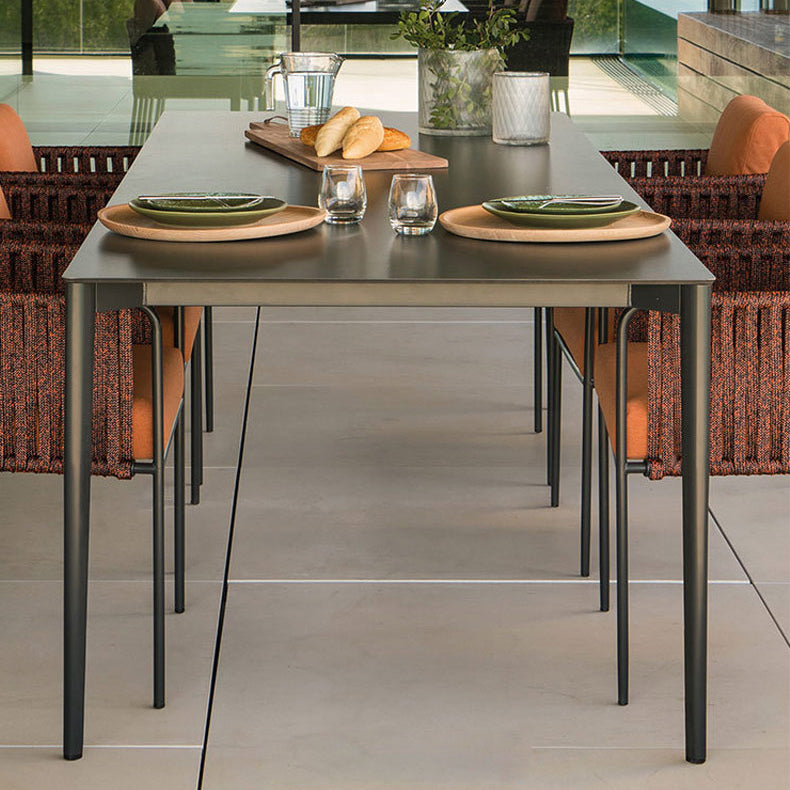 Industrial Stone Top Dining Table Set with Metal Base 1/7 Pieces Dining Set for Outdoor