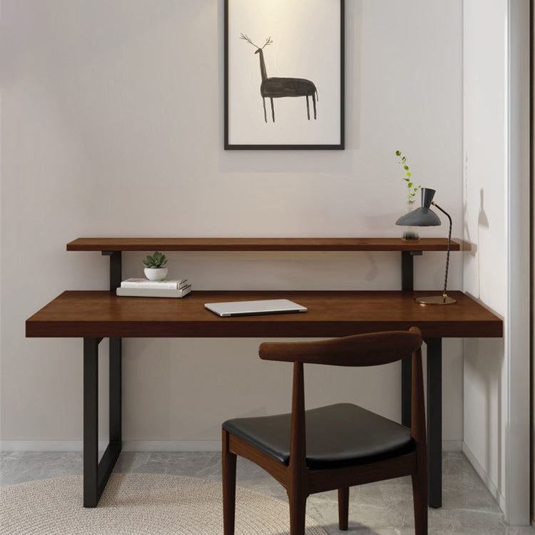 Home Computer Desk Brown Metal Sled Legs Study Desk for Office