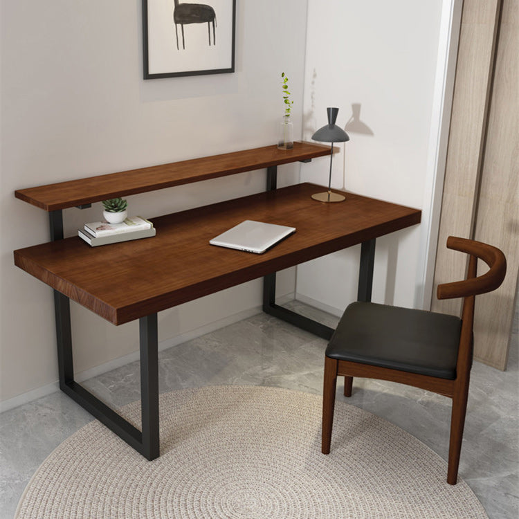 Home Computer Desk Brown Metal Sled Legs Study Desk for Office