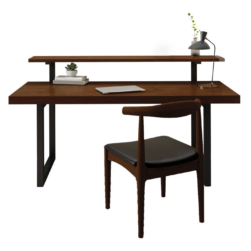 Home Computer Desk Brown Metal Sled Legs Study Desk for Office