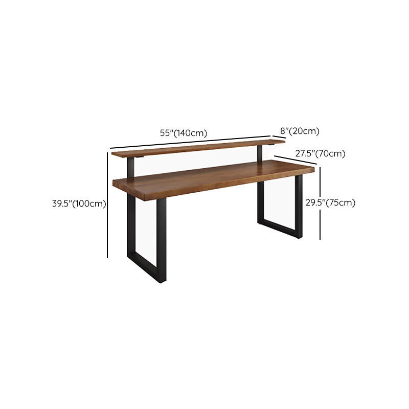 Home Computer Desk Brown Metal Sled Legs Study Desk for Office