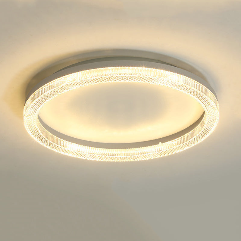 Single White Finish Flush Mount Lighting Circle Ceiling Light for Bedroom