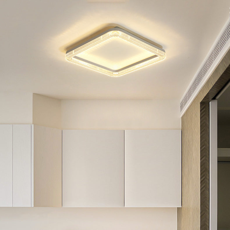 Single White Finish Flush Mount Lighting Circle Ceiling Light for Bedroom