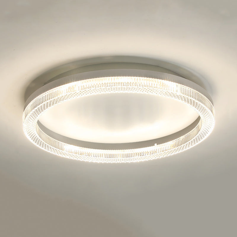 Single White Finish Flush Mount Lighting Circle Ceiling Light for Bedroom