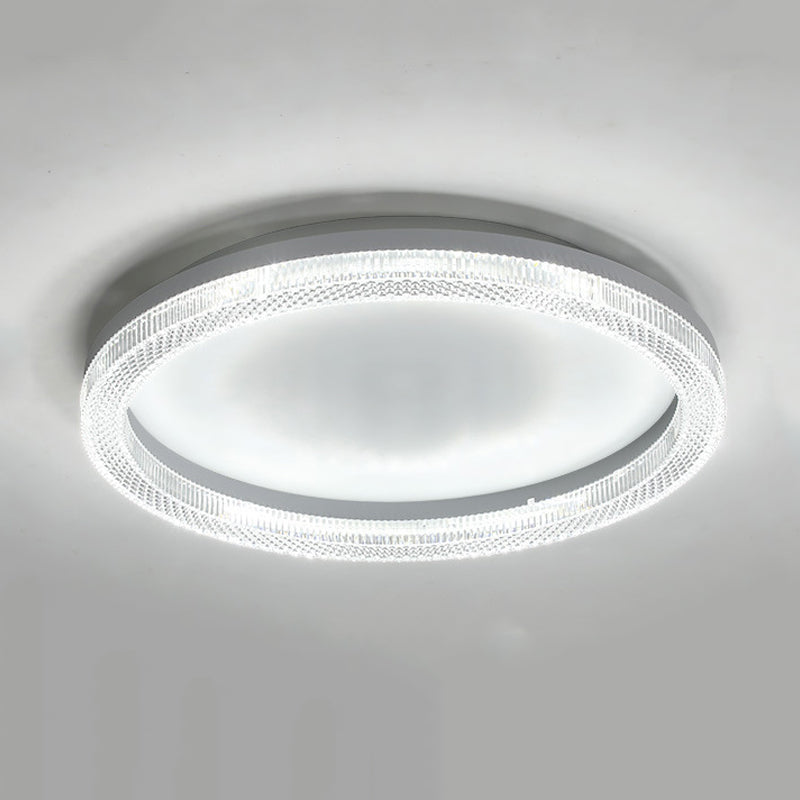 Single White Finish Flush Mount Lighting Circle Ceiling Light for Bedroom