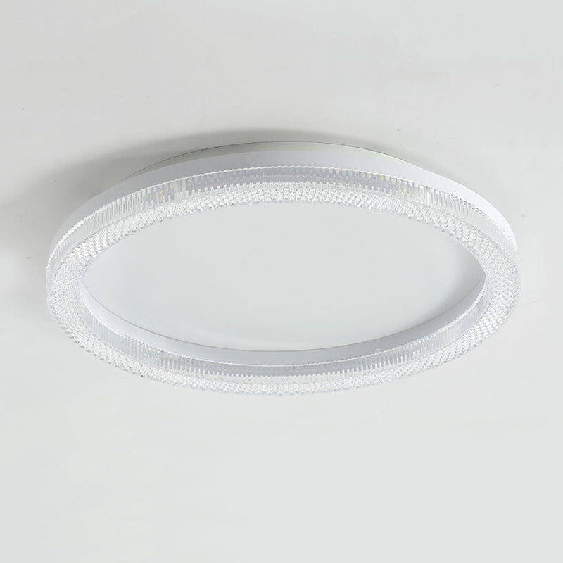 Single White Finish Flush Mount Lighting Circle Ceiling Light for Bedroom