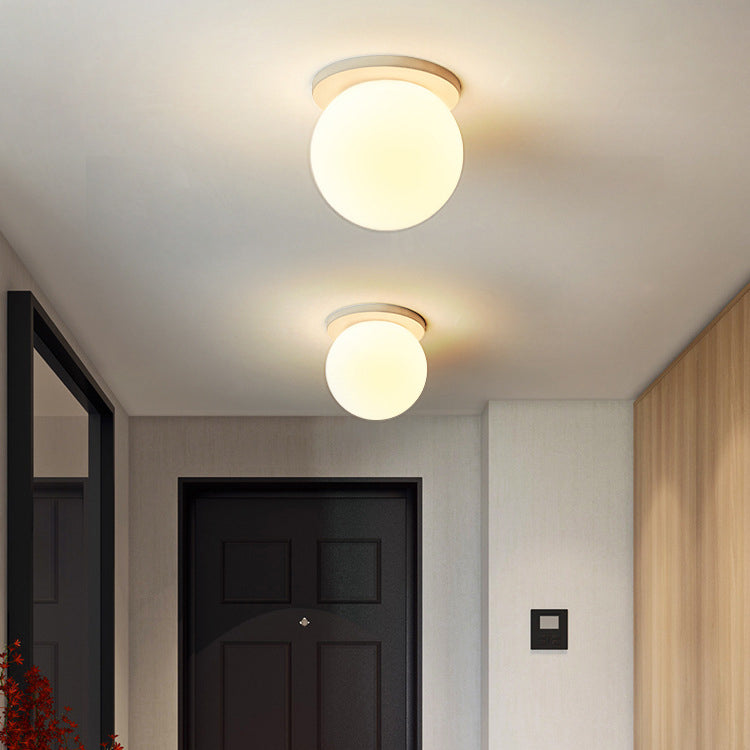 Single White Finish Flush Mount Lighting Global Shaded Ceiling Light