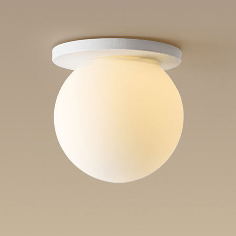 Single White Finish Flush Mount Lighting Global Shaded Ceiling Light