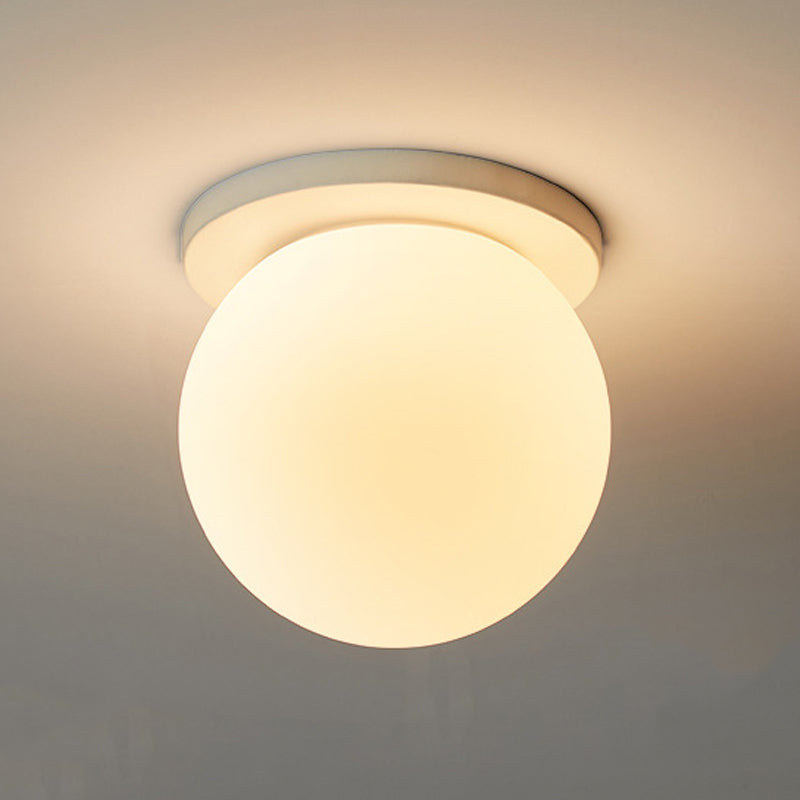 Single White Finish Flush Mount Lighting Global Shaded Ceiling Light