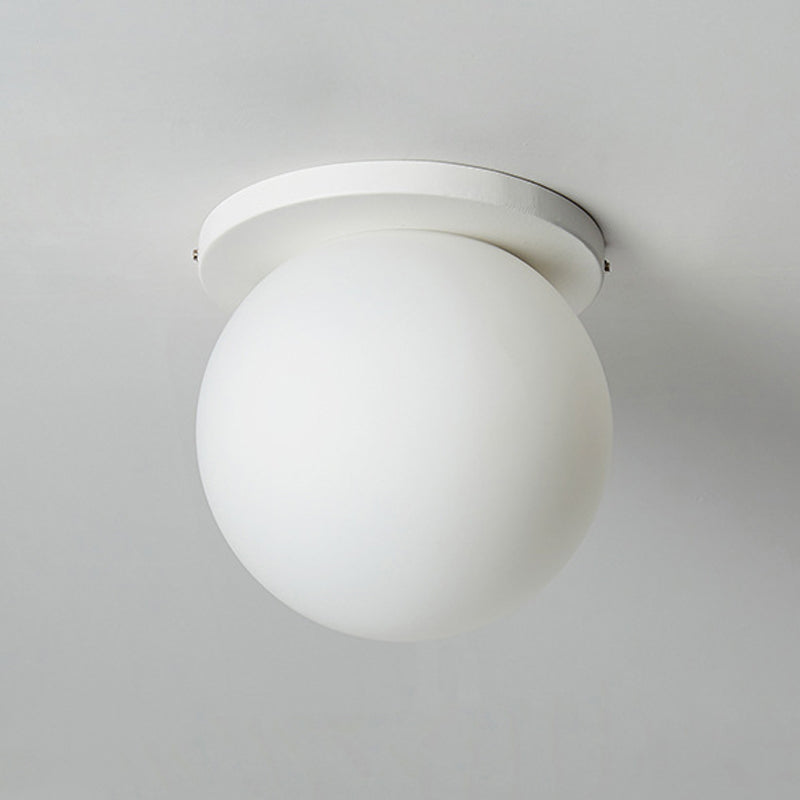 Single White Finish Flush Mount Lighting Global Shaded Ceiling Light