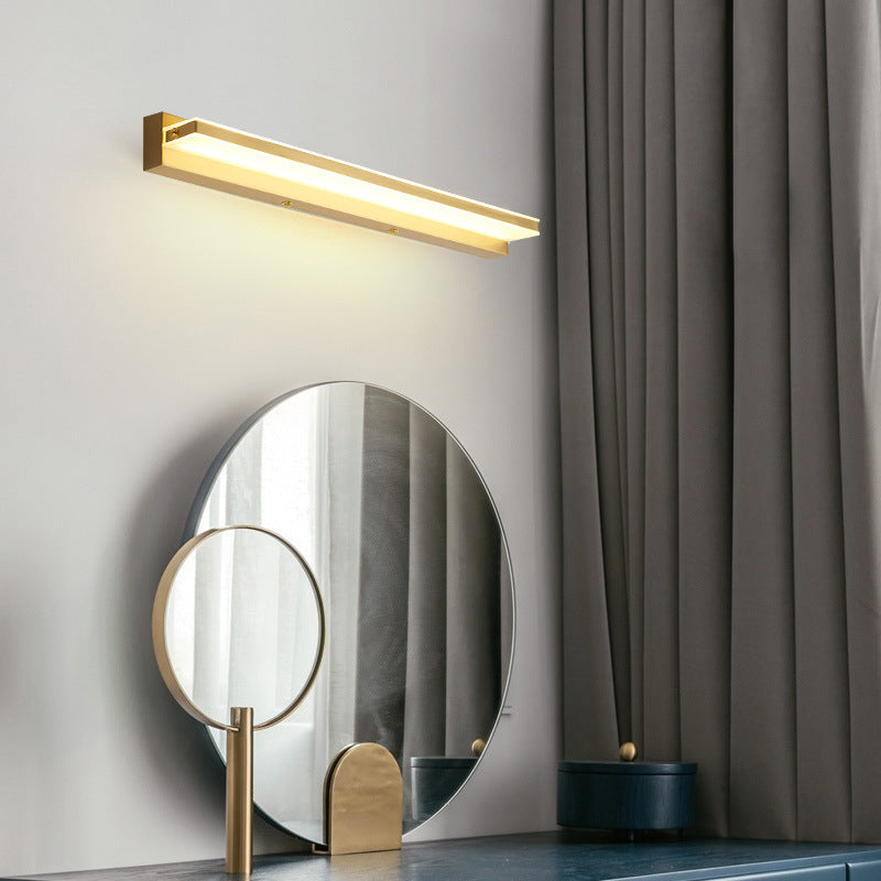 Modern LED Vanity Light Brass Mirror Front Light with Acrylic Shade for Hotel