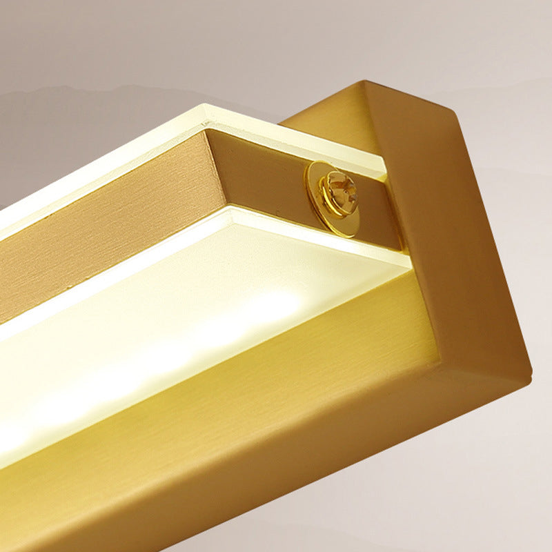 Modern LED Vanity Light Brass Mirror Front Light with Acrylic Shade for Hotel