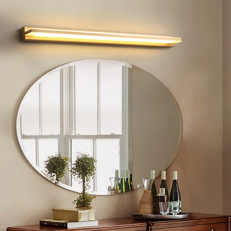 Modern LED Vanity Light Brass Mirror Front Light with Acrylic Shade for Hotel