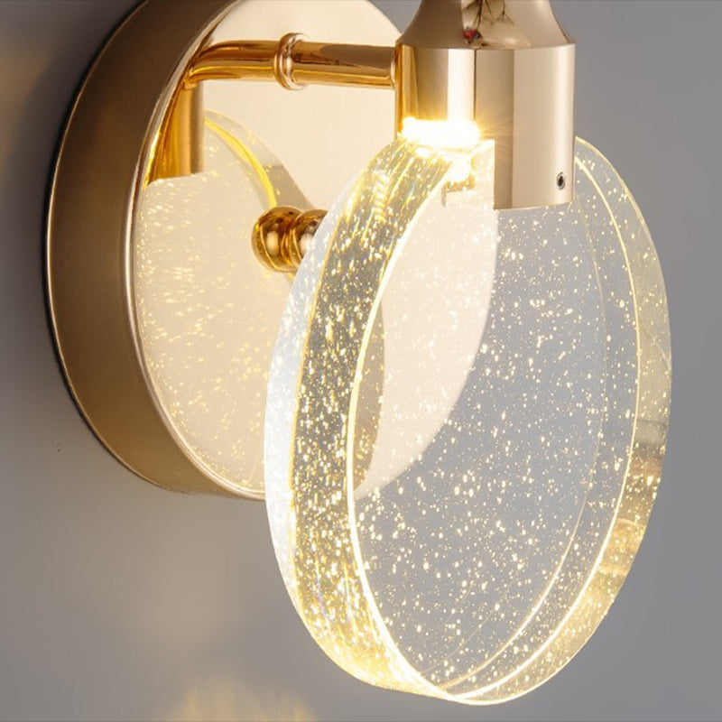 Nordic Style Vanity Light Circle Shape Vanity Lamp with Crystal Shade for Shower Room