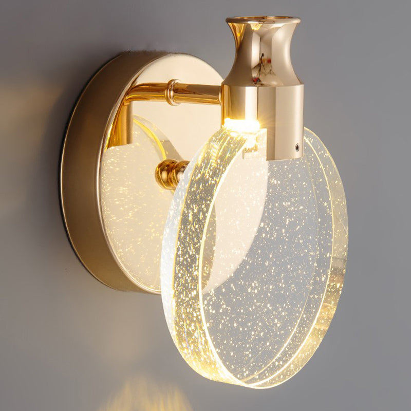 Nordic Style Vanity Light Circle Shape Vanity Lamp with Crystal Shade for Shower Room