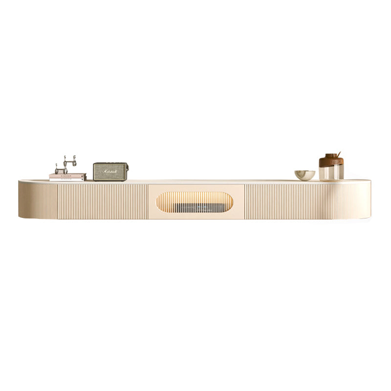 Modern Stone TV Stand Console White Floating TV Media Stand with Drawers for Living Room