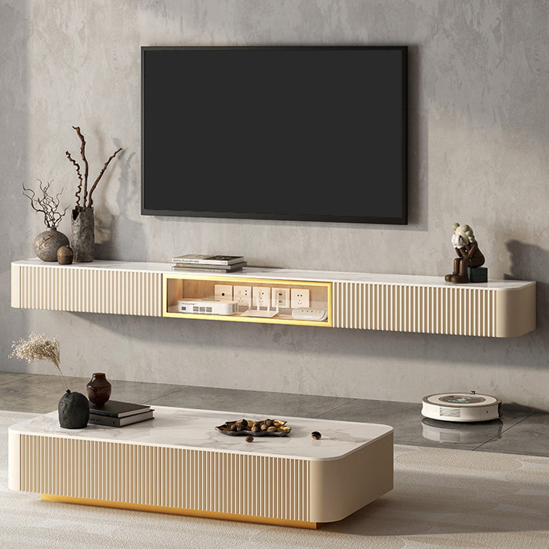 Glam Stone TV Stand Console Floating TV Media Stand with Drawers for Living Room