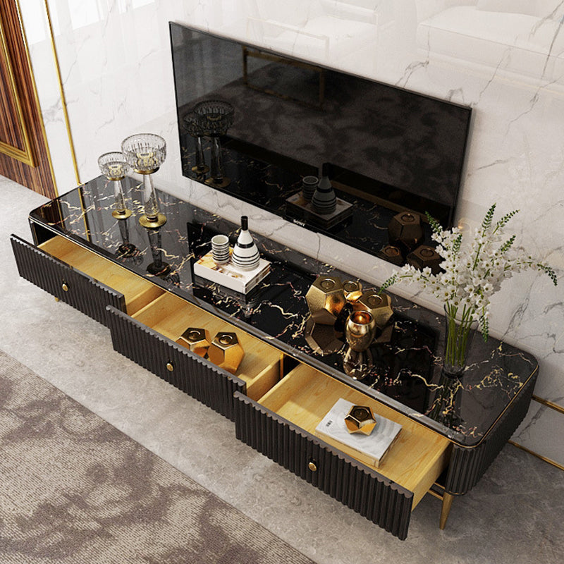 Glam Marble TV Stand Console Enclosed Storage TV Media Stand with Legs for Living Room