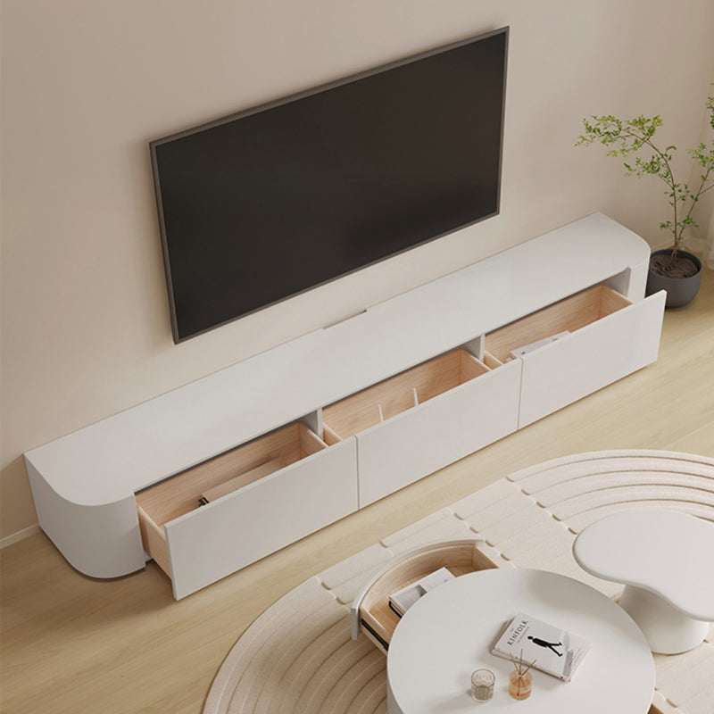 Modern White TV Stand Console Enclosed Storage TV Media Stand with Drawers for Living Room