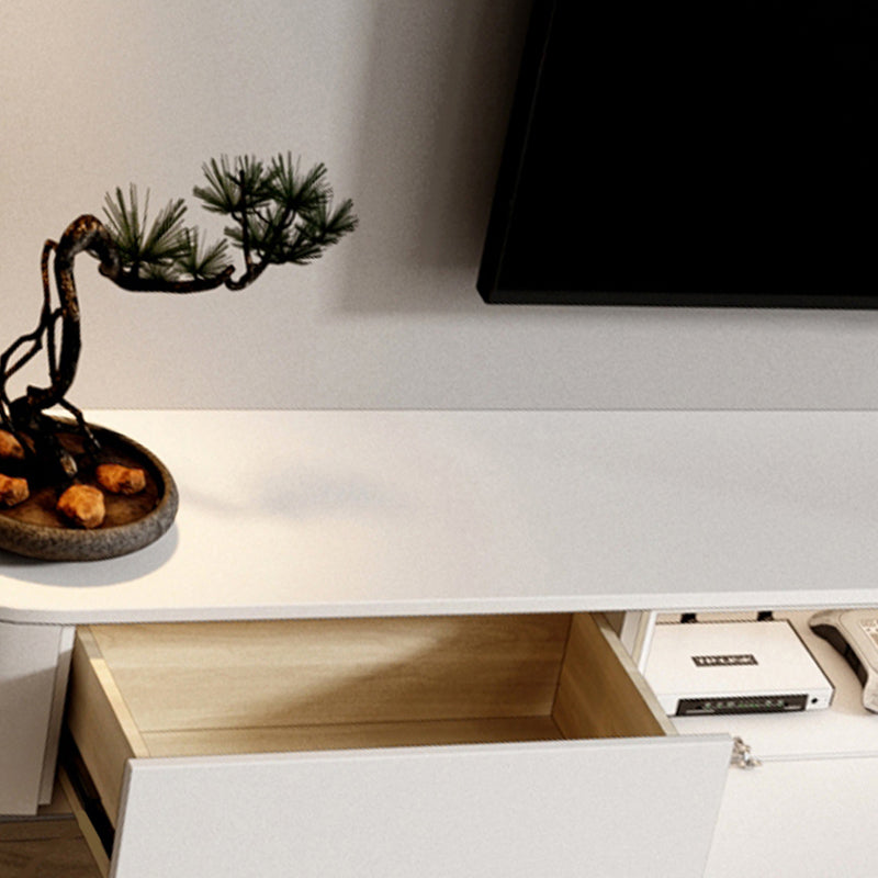 Modern White TV Media Stand Floating TV Stand Console with Drawers for Living Room