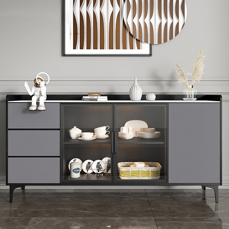 Modern Faux Wood Display Cabinet 3 Drawers Standard Display Stand for Dining Room