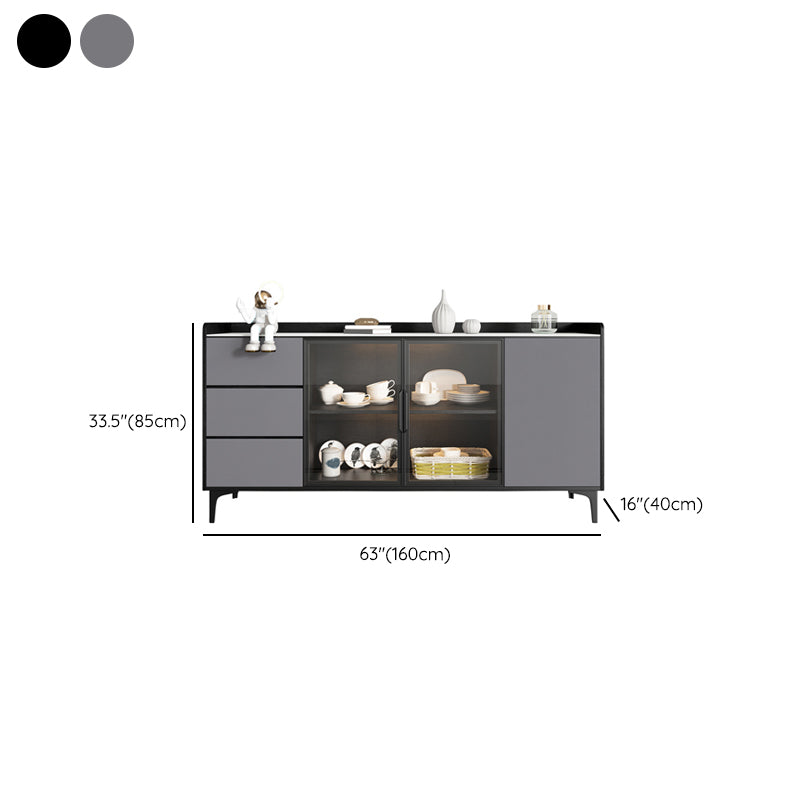 Modern Faux Wood Display Cabinet 3 Drawers Standard Display Stand for Dining Room