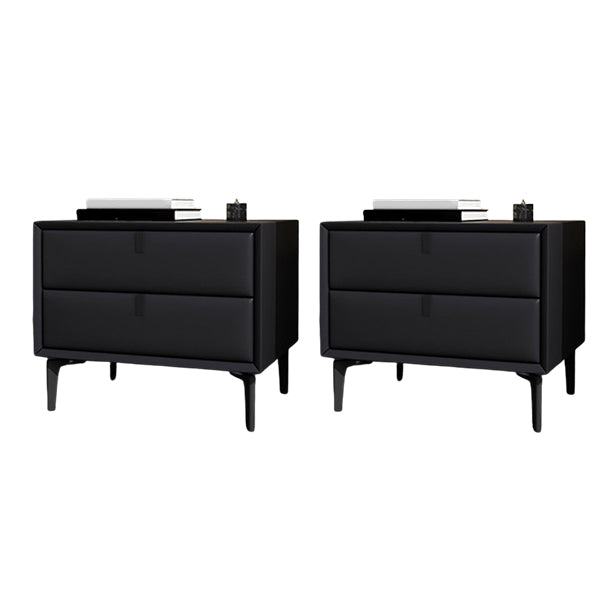 Solid Wood Bed Nightstand Contemporary Night Table with 2 Drawers