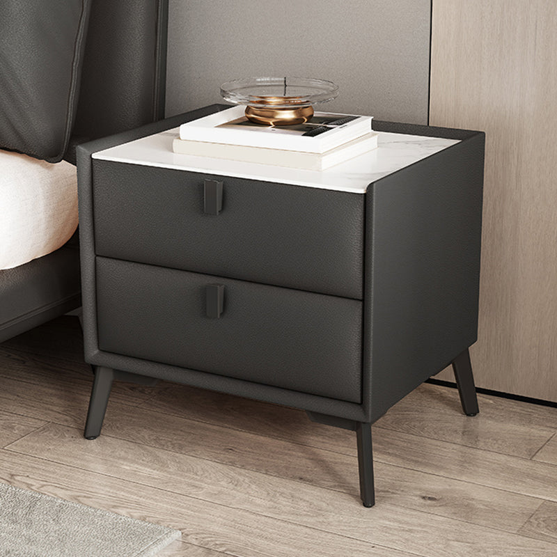 Modern Slate Nightstand Lower Shelf Bedside Cabinet for Bedroom