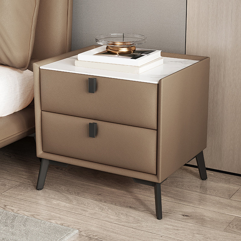 Modern Slate Nightstand Lower Shelf Bedside Cabinet for Bedroom