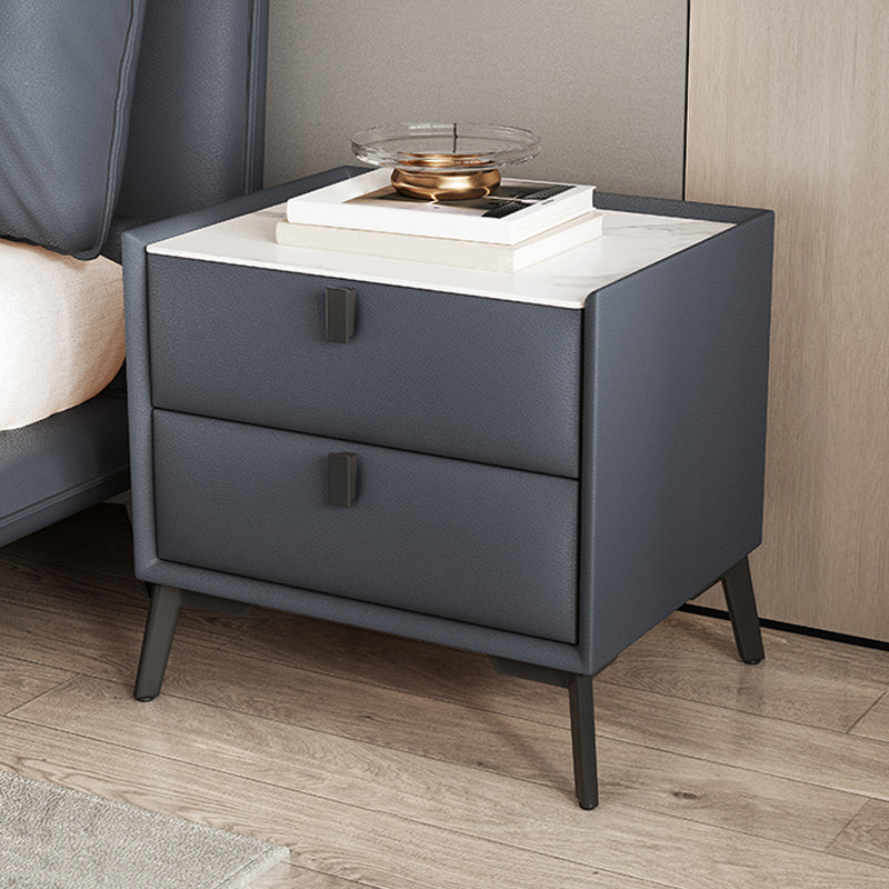 Modern Slate Nightstand Lower Shelf Bedside Cabinet for Bedroom