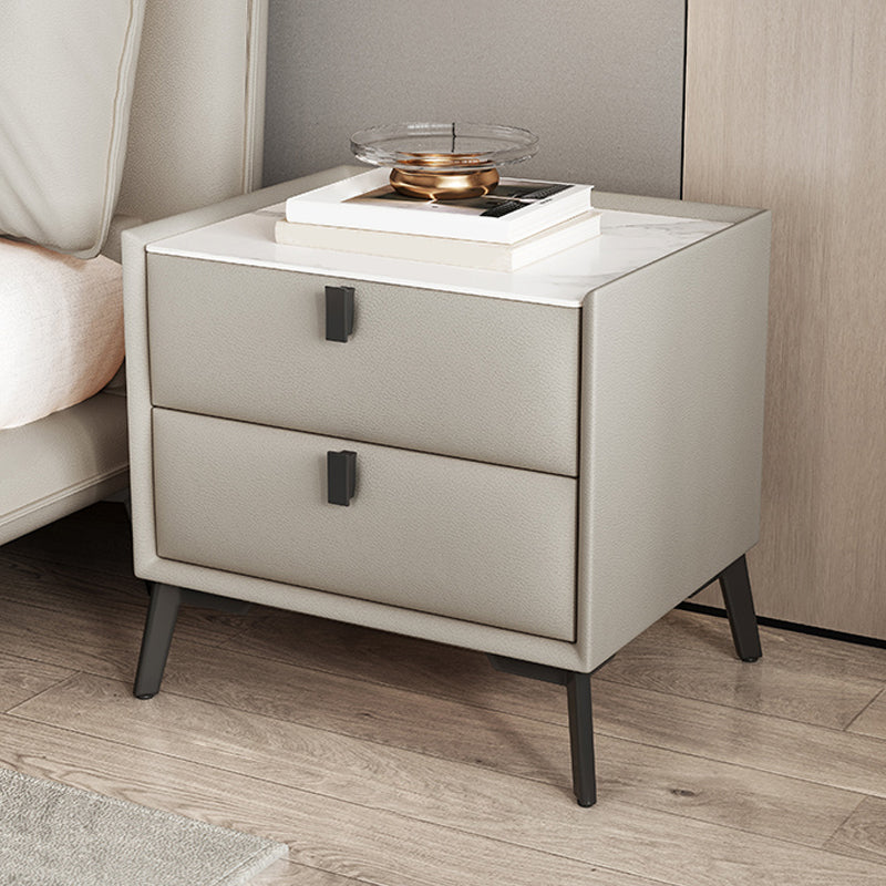 Modern Slate Nightstand Lower Shelf Bedside Cabinet for Bedroom