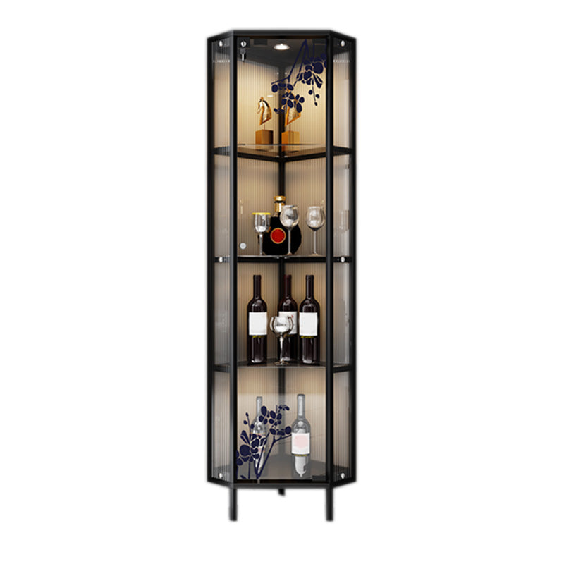 Glass Door Curio Display Glam Style Display Stand with Shelves