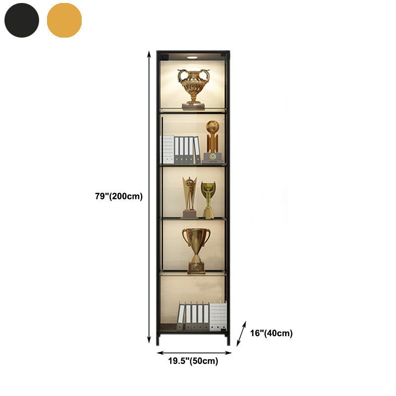 Glass Door Curio Display Glam Style Display Stand with Shelves