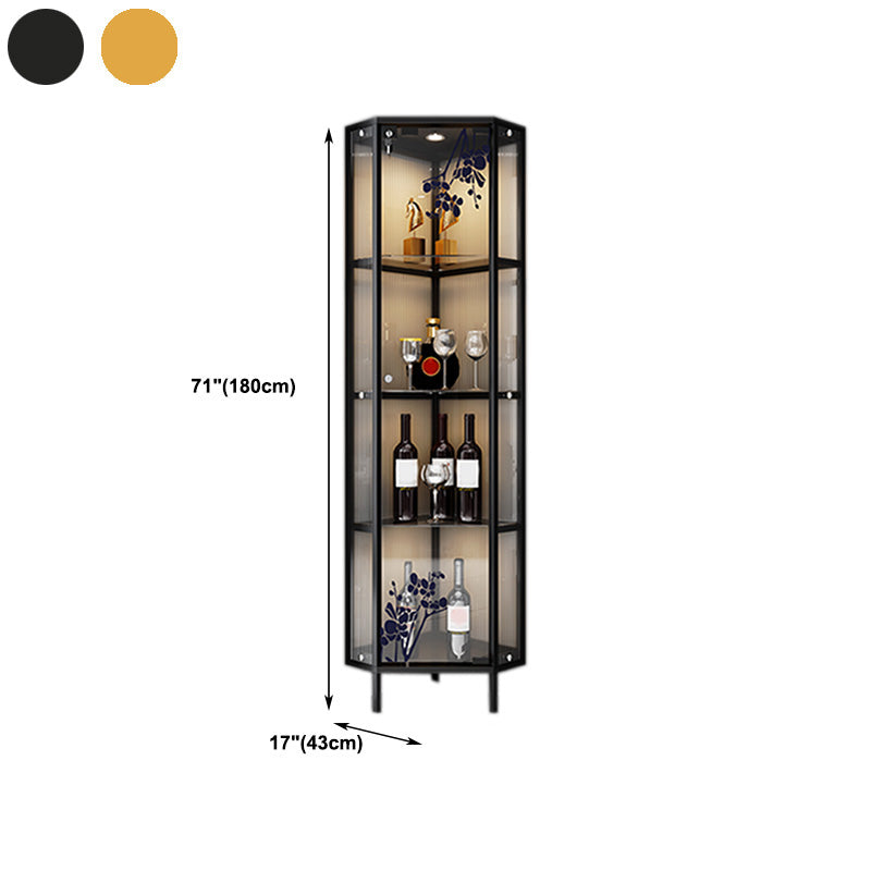 Glass Door Curio Display Glam Style Display Stand with Shelves