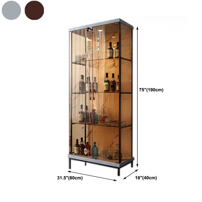 Glass Door Curio Display Glam Style Display Stand with Shelves