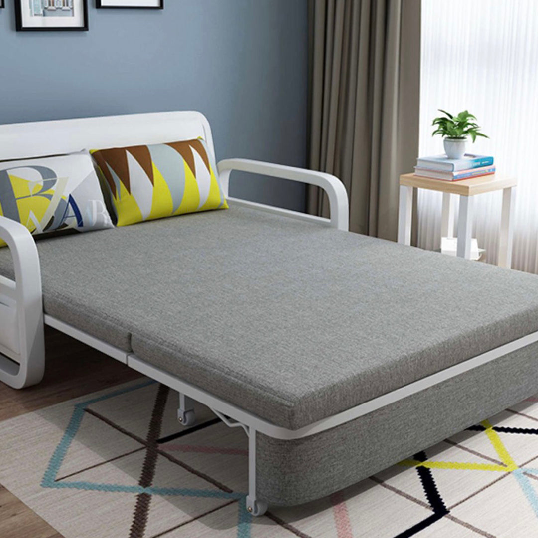 Modern and Contemporary Metal Upholstered No Theme Fabric Bed