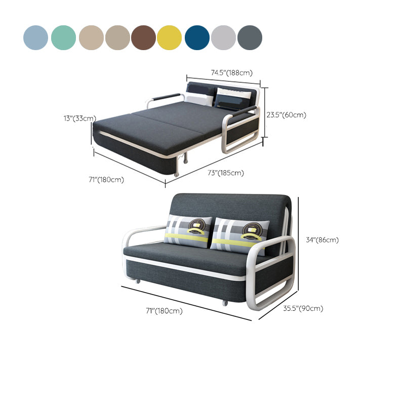 Modern and Contemporary Metal Upholstered No Theme Fabric Bed