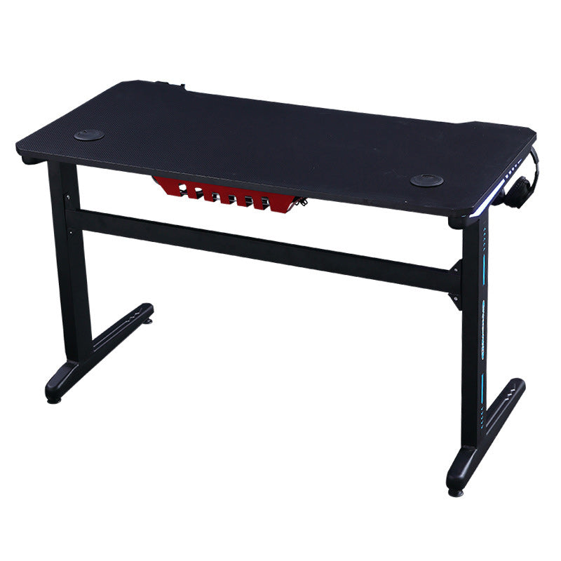 Black Wood Dormitory Gaming Desk Industrial T-Shape Gaming Desk